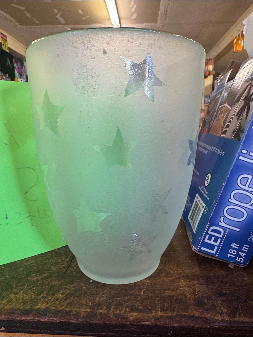 Frosted Star Glass Vase - White
